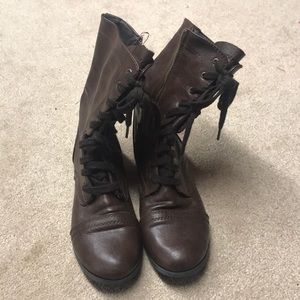 Brown combat boots
